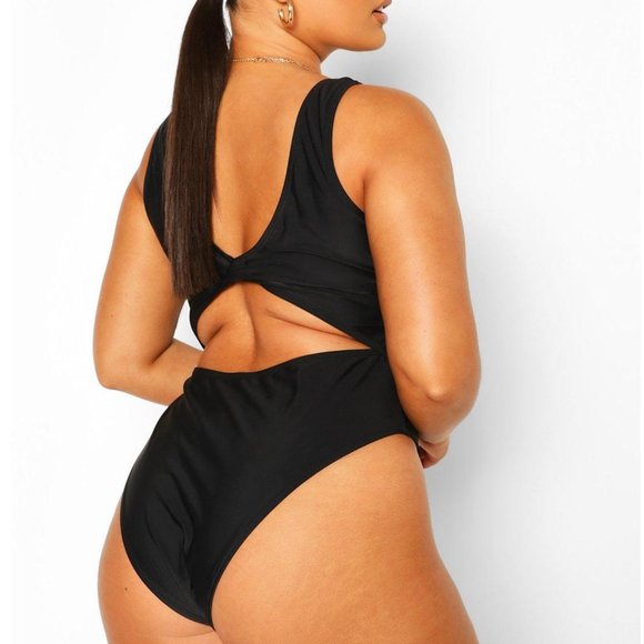 Boohoo Plus Other - Plus Size Square Neck High Leg Swimsuit